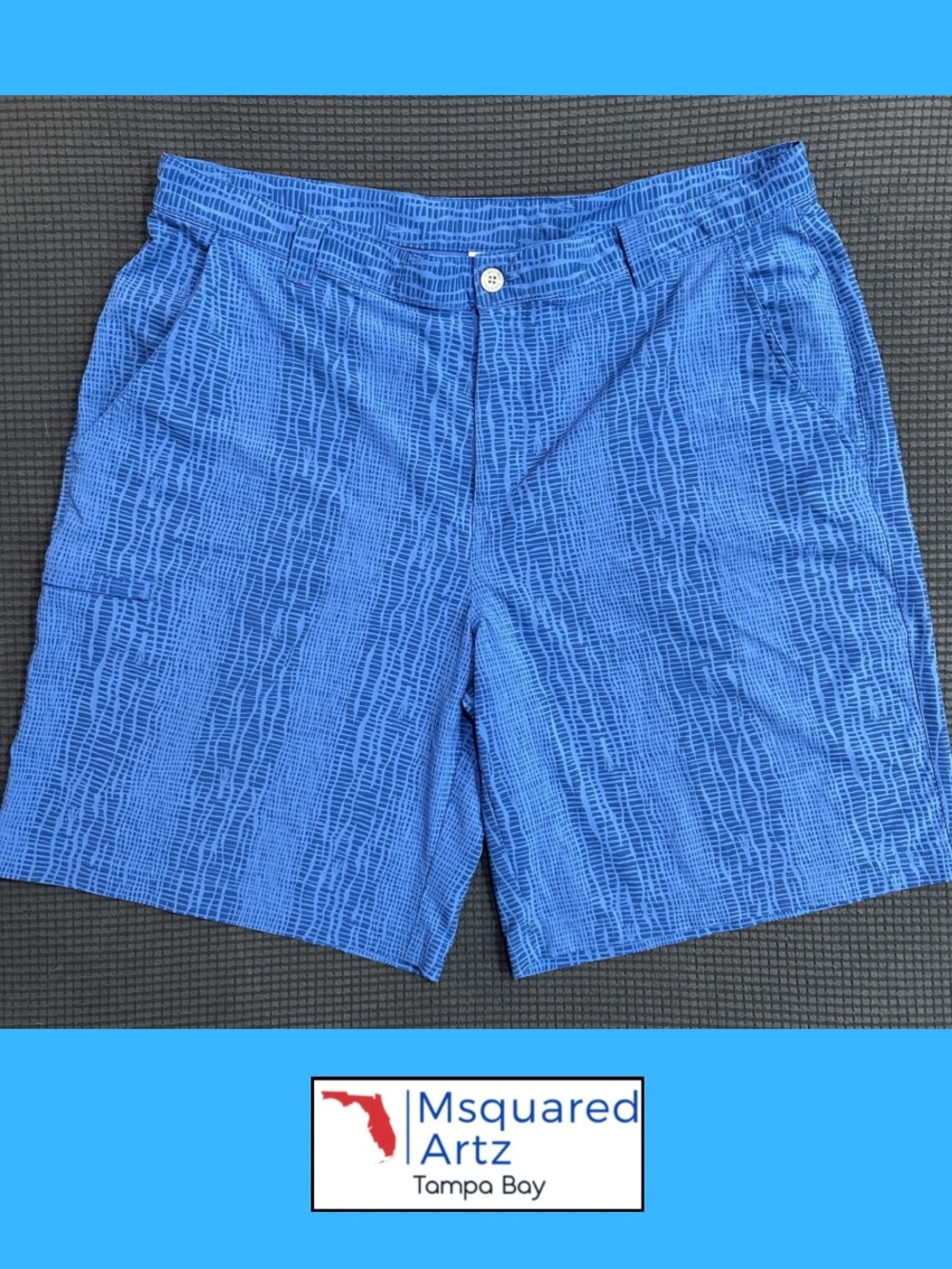 Columbia PFG Blue Pattern Fishing Shorts Omni Shield Mens 40x10